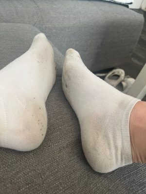 Getragene Socken