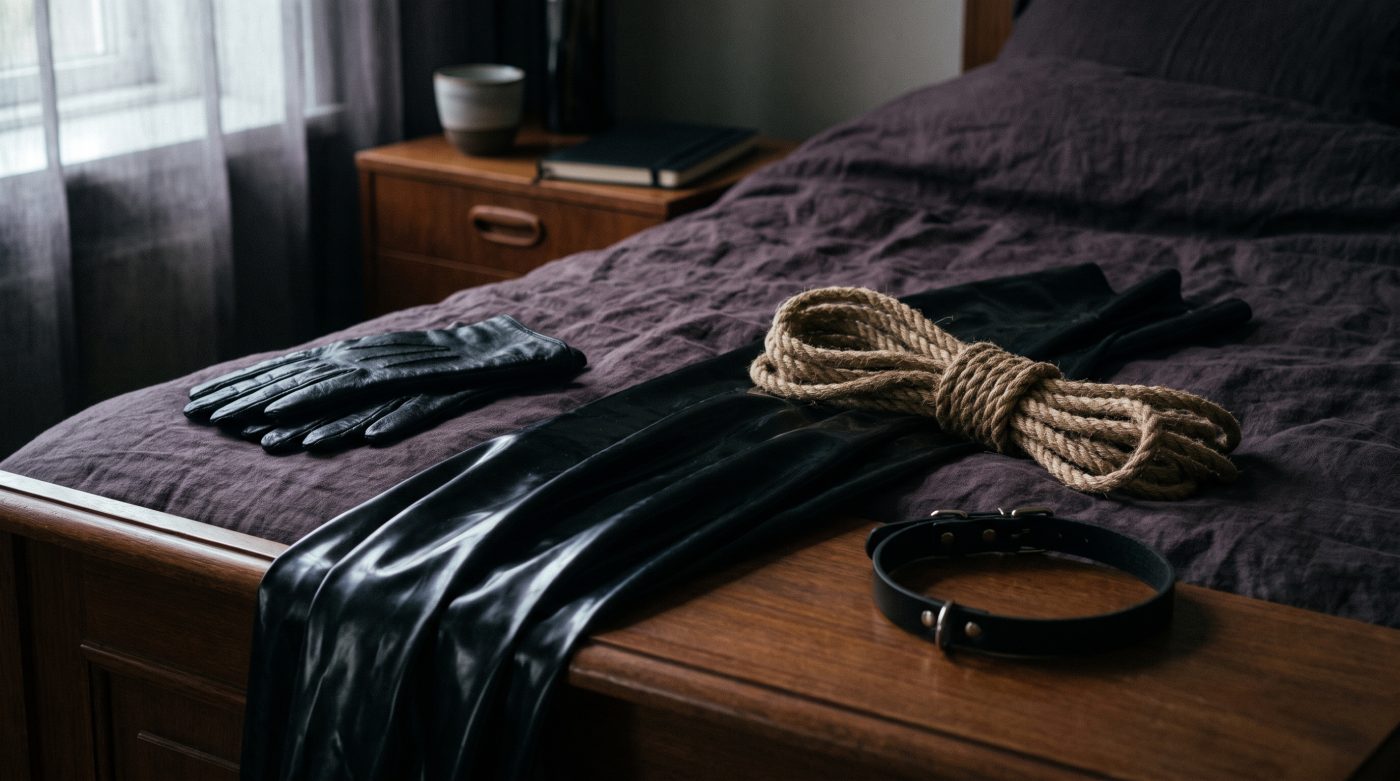 BDSM Test auf HotSlips – dunkle Fetisch-Details mit Seil und Latex