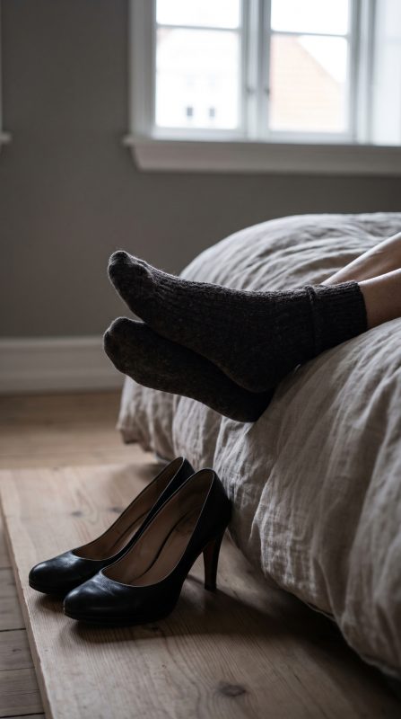 Erwachsene Füße, Socken und Schuhe in sinnlicher Fetisch-Ästhetik