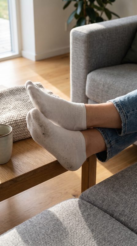 Getragene Socken als Teil eines erwachsenen Sockenfetischs
